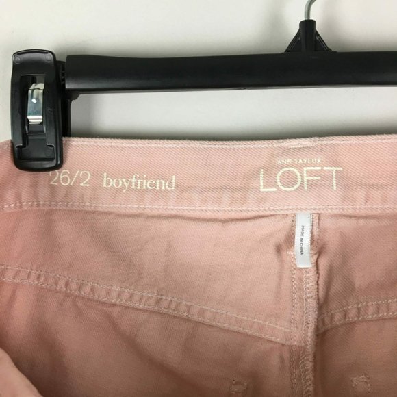LOFT Button Fly Pink Straight Boyfriend Jeans 26 2 - Picture 9 of 11